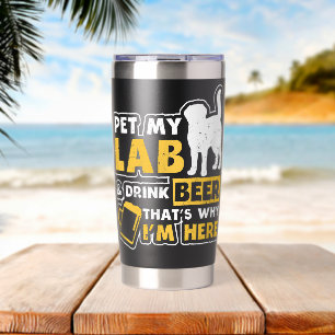 Pet Lab Drink Beer Design Black Labrador Insulated Tumbler