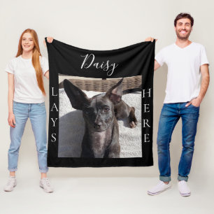 Pet Lays Here Custom Photo Fleece Blanket