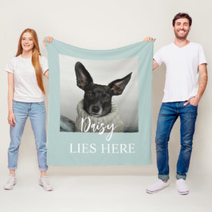 Pet Lies Here Custom Cat Dog Photo Fleece Blanket