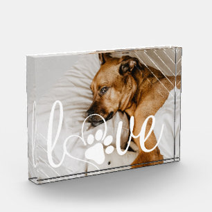 Pet Life Love Paw Print Heart Script Quote Photo Block