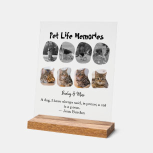 Pet Life Memories 8 Photo Collage Tribute Template Acrylic Sign