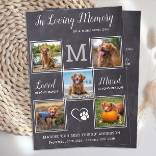 Pet Loss 5 Photo Custom Dog Memorial Sympathy Thank You Card