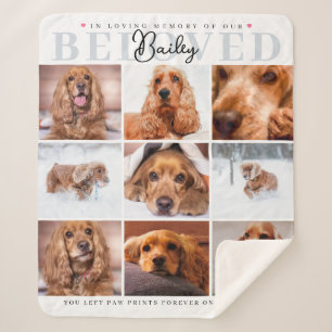 Pet Loss 9 Dog Cat Photo Collage Memorial Sherpa Blanket