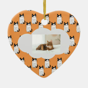 Pet Loss Cat Memorial Ceramic Heart Ornament