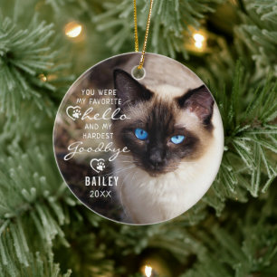 Pet Loss Cat Memorial Photo Quote Keepsake Ceramic Tree Decoration