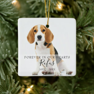 Pet Loss Dog Cat Memorial Photo Christmas Square Ceramic Ornament