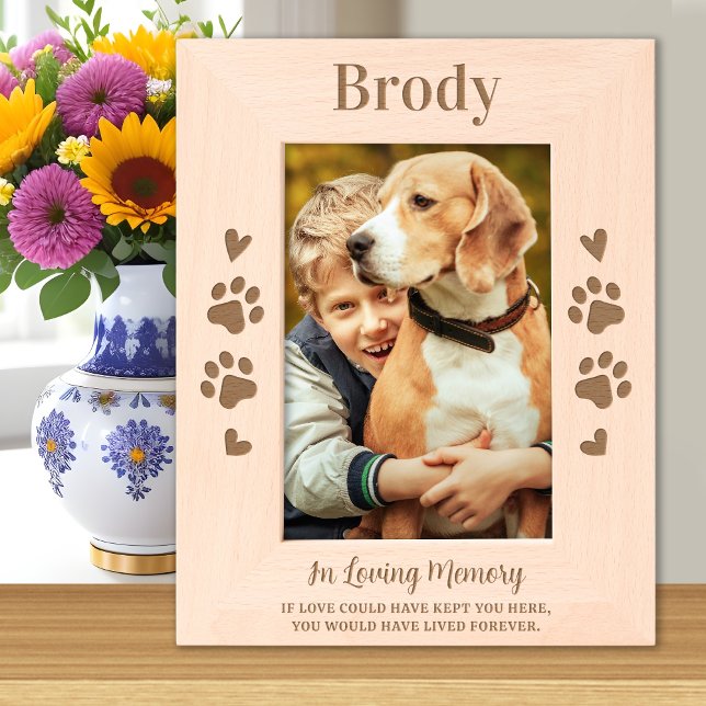 Pet Loss Dog Memorial Personalised Wooden Photo Etched Frames (Creator Uploaded)