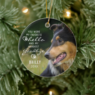 Pet Loss Dog Memorial Photo Quote Keepsake Ceramic Tree Decoration