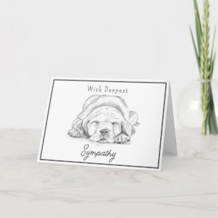 Pet Loss Dog Sympathy White Grey Hand Drawn Card