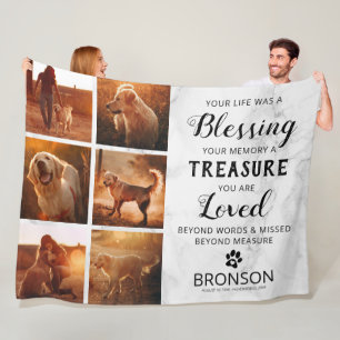 Pet Loss Memorial Photo Collage Fleece Blanket