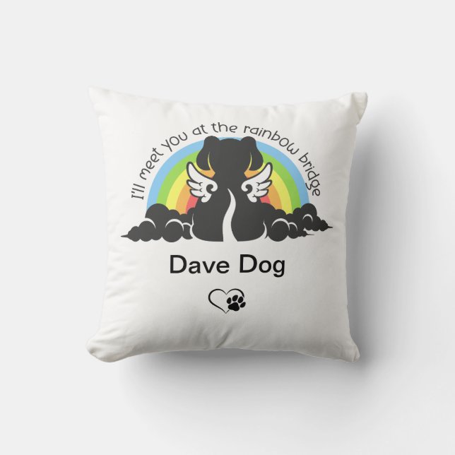 Pet Loss Rainbow Bridge Dog Silhouette Pillow (Front)