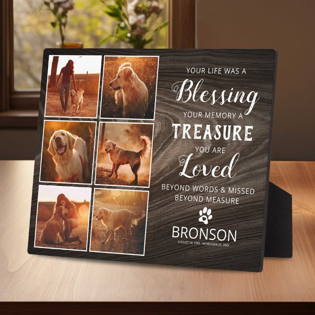 Pet Loss Rustic Memorial Photo Collage Plaque (Creator Uploaded)
