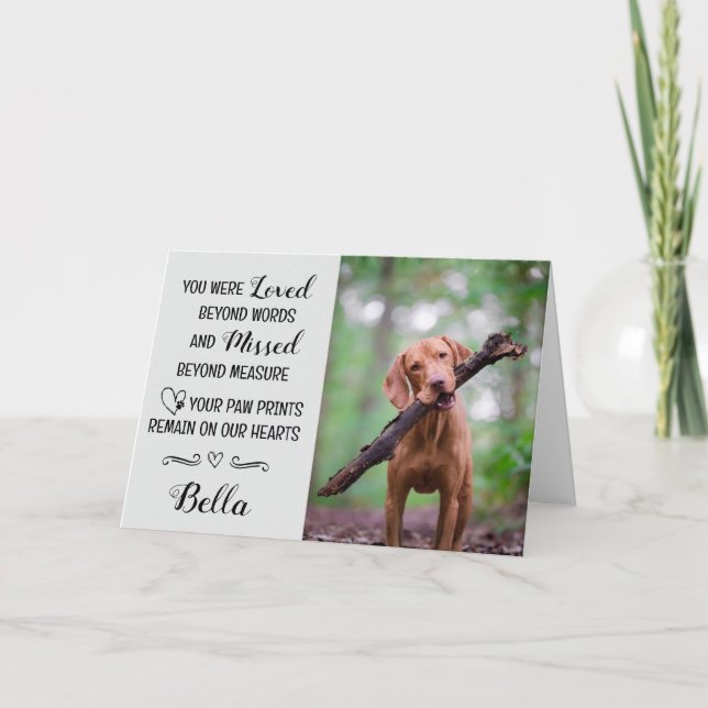 Pet Loss Sympathy Card Personalised Photo Pet Name (Front)