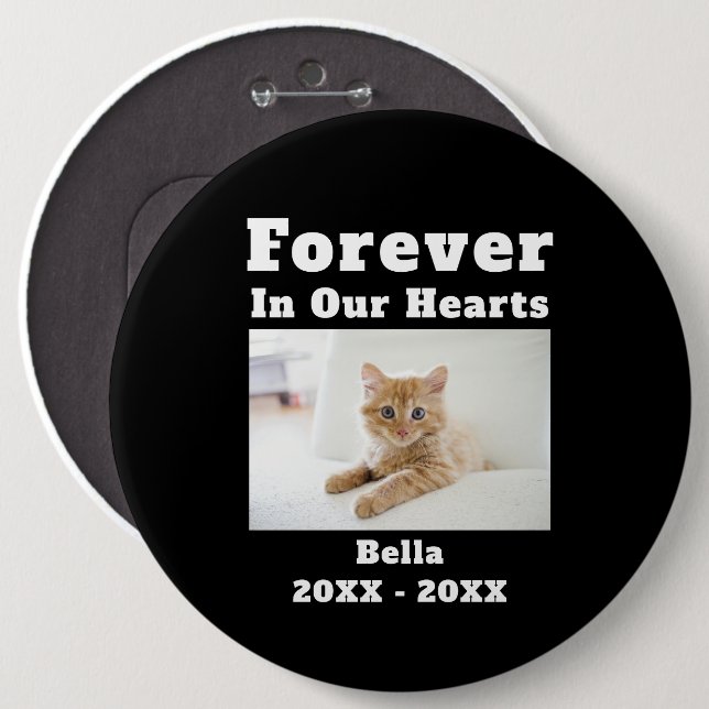 Pet Loss Sympathy Memorial Forever In Our Hearts 6 Cm Round Badge (Front & Back)