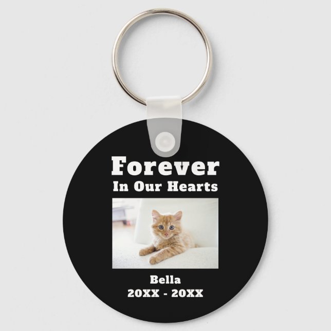 Pet Loss Sympathy Memorial Forever In Our Hearts Key Ring (Front)