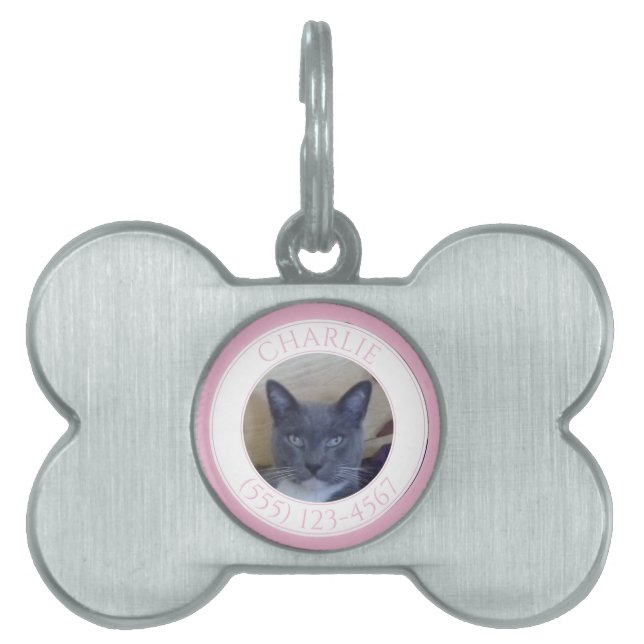 PET LOVE Bone Pet Tag / Pink (Front)