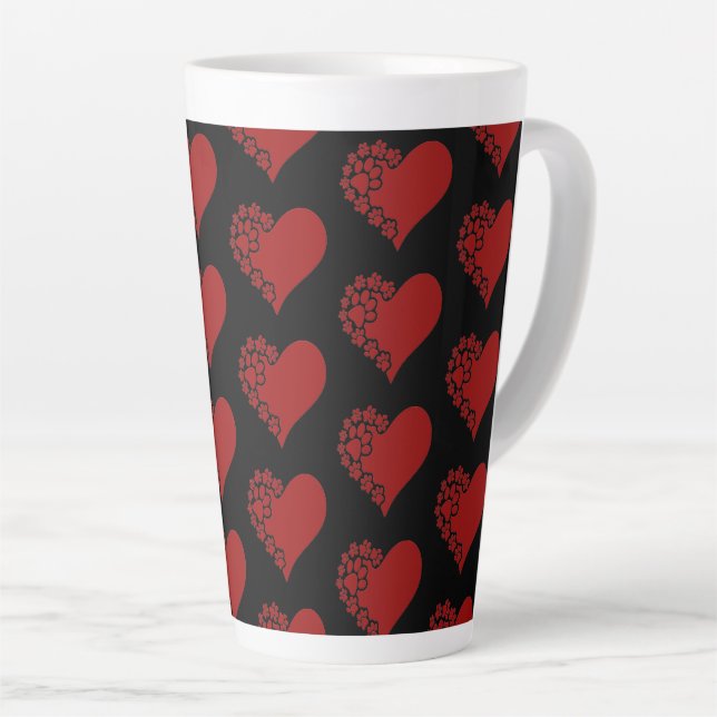 Pet Love Hearts Black Latte Mug (Right Angle)