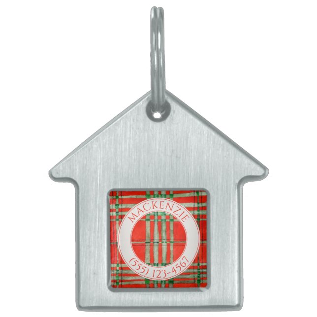 PET LOVE House Pet Tag - Red Scott Tartan (Front)