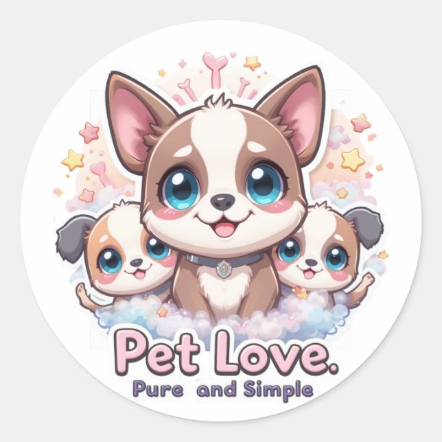 Pet Love Pure and Simple Cute Puppy Craft Sticker (Front)