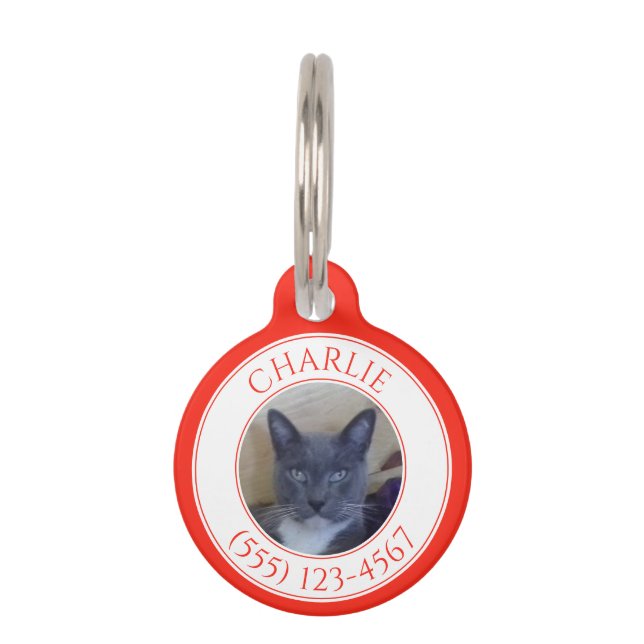 PET LOVE Round Pet Tag / Red (Front)