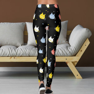 Pet Lover Black Red Yellow  Kittens Cats Patterns Leggings