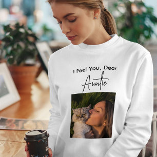Pet Lover Black Script Customized Cat Auntie Photo Sweatshirt