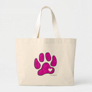 Pet Lover Carrying Tote Bag / Pink Pawprint