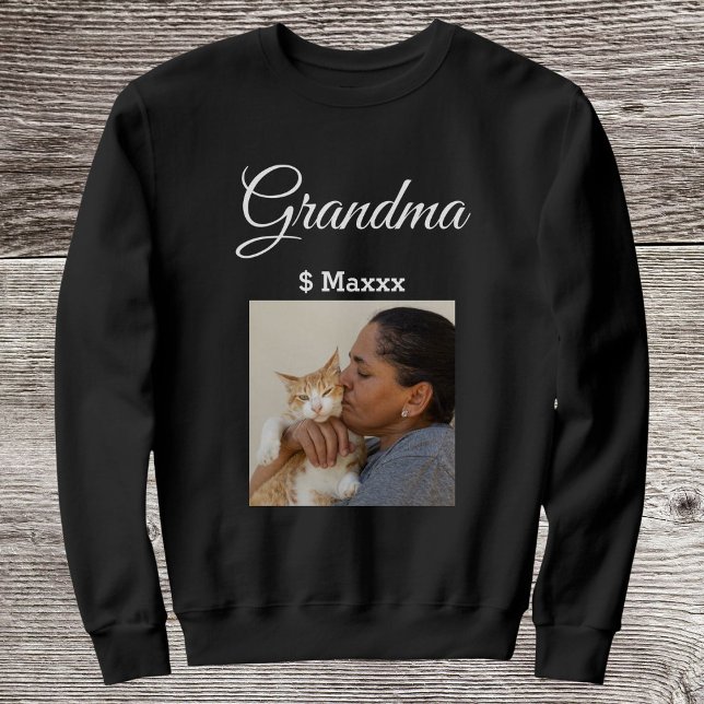 Pet Lover Cute Cat Mom Photo Personalized Grandma Sweatshirt (Creator Uploaded)