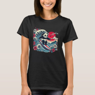 Pet Lover Flower Sunset Japanese Wave Art Surfing  T-Shirt