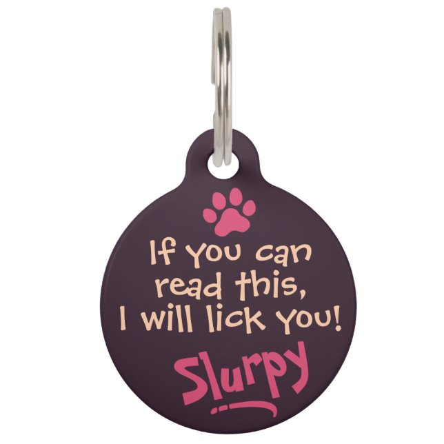 Pet Lover Funny Quote Dark Purple Lost  Tag (Front)
