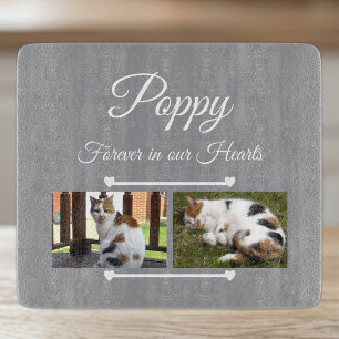 Pet Lover grey and white 2 photos glass Cutting Board