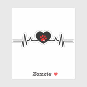 Pet Lover Heartbeat Paw Stickers