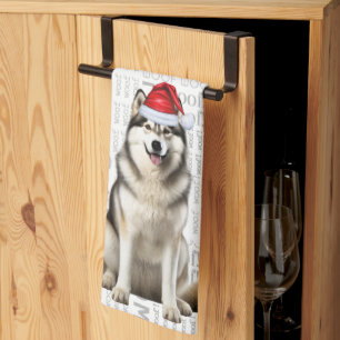 Pet Lover Holiday Alaskan Malamute Dog Christmas Tea Towel