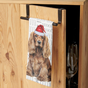 Pet Lover Holiday Cocker Spaniel Dog Christmas Tea Towel