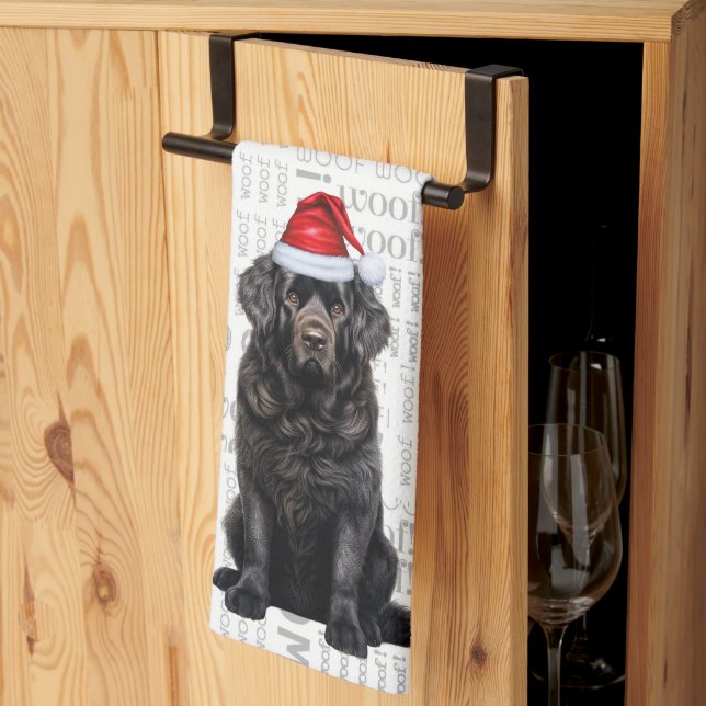 Pet Lover Holiday Newfoundland Dog Christmas Tea Towel (Thirds Fold)