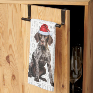 Pet Lover Holiday Shorthair Pointer Dog Christmas Tea Towel