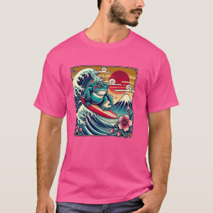 Pet Lover Mt. Fuji Sunset Japanese Wave Art Surfin T-Shirt