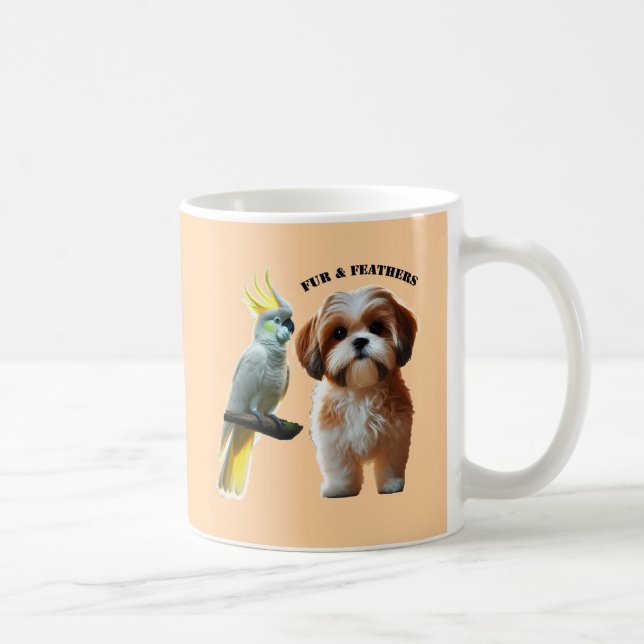 Pet Lover of Shih Tzu Dog and Cockatoo Bird URM Coffee Mug (Right)