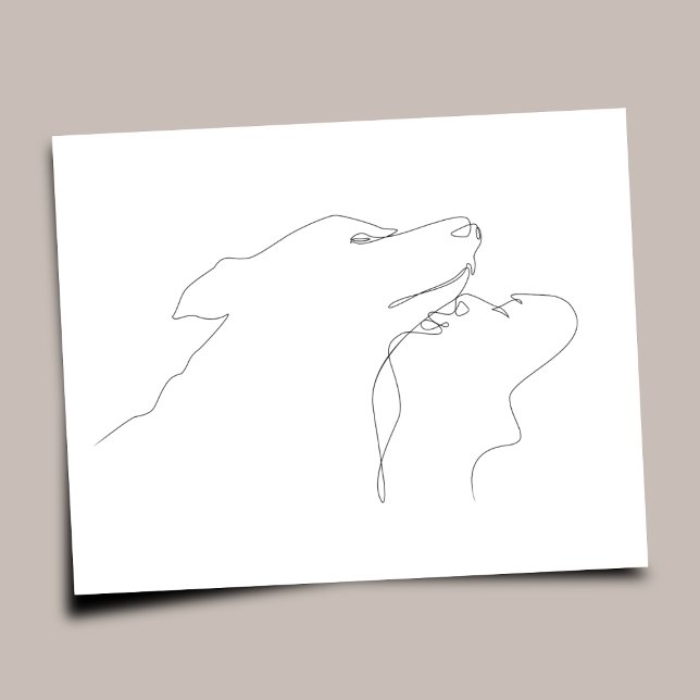Pet Lover | One line Art | Poster (dog drawing | dog art print | dog wall art decor | for living room | for dorm | pet ,  dog lover)