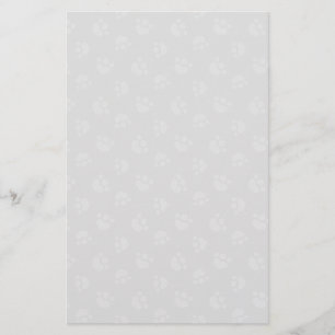 Pet Lover Paw Print Hearts Platinum Stationery