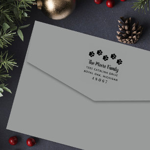 Pet Lover Paw Prints Family Return Address Self-inking Stamp