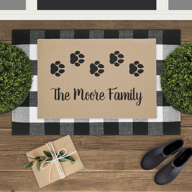 Pet Lover Paw Prints Personalised Family Monogram Doormat (Creator Uploaded)