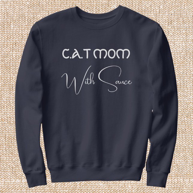 Pet Lover Personalised Script Cat Mum Navy Blue Sweatshirt (Creator Uploaded)