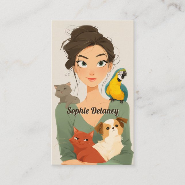 Pet Lover’s Cosy Portrait Business Card (Front)