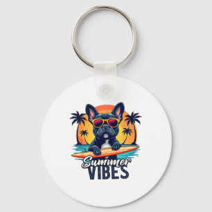 Pet Lover Summer Vibes, Dogs Surfing Lovers Men Wo Key Ring