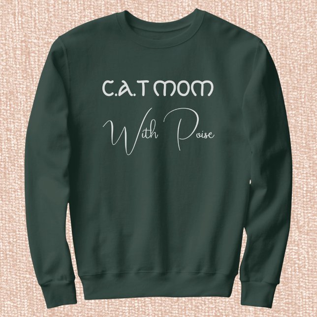 Pet Lover White Script Deep Forest Custom Cat Mom Sweatshirt (Creator Uploaded)