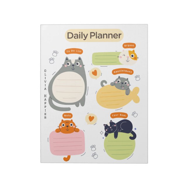 Pet Lover's Chic & Colourful Daily Planner  Notepad (Rotated)