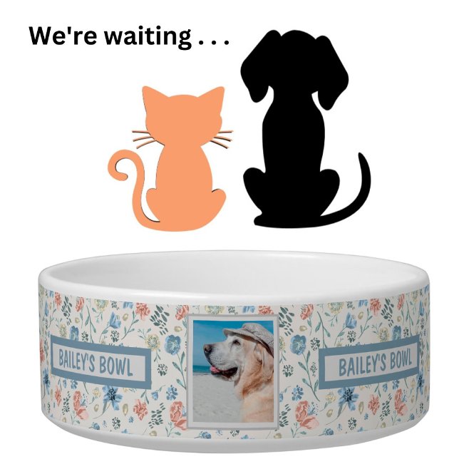 Pet Lovers Floral Photo Name    Bowl (Creator Uploaded)