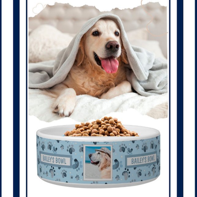 Pet Lovers Paw Prints Photo Name     Bowl (Creator Uploaded)