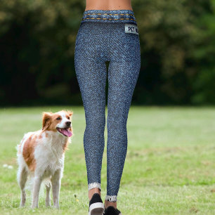 Pet Maam Cat Lover Modern Faux Denim Blue Jeans  Leggings